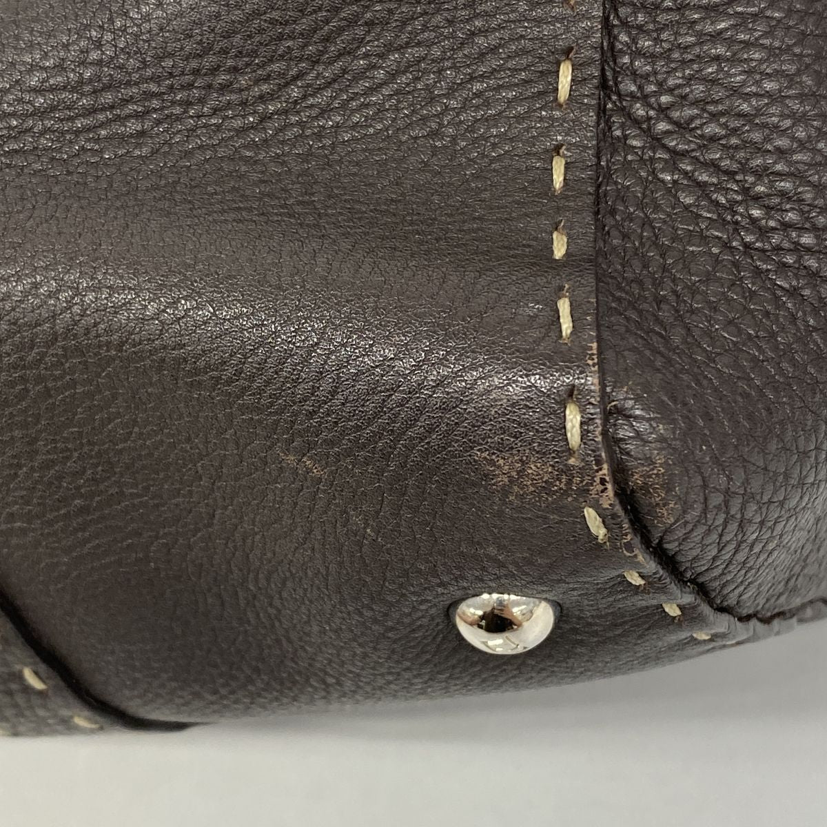 Fendi Handbag Selleria Leather Brown Silver — view 7