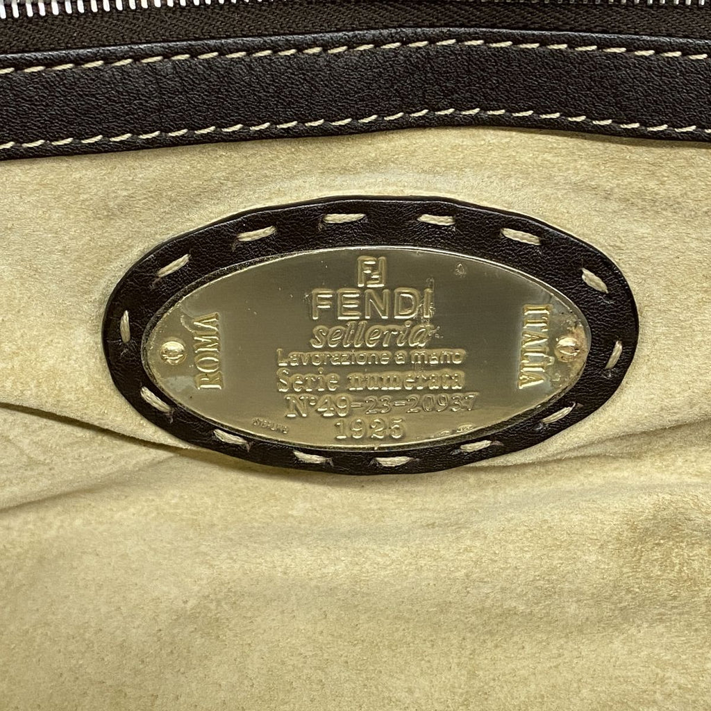 Fendi Handbag Selleria Leather Brown Silver — view 5