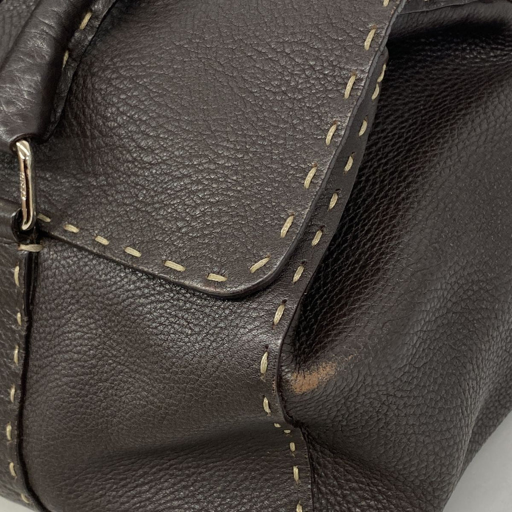 Fendi Handbag Selleria Leather Brown Silver — view 6