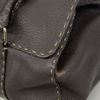 Fendi Handbag Selleria Leather Brown Silver — view 6