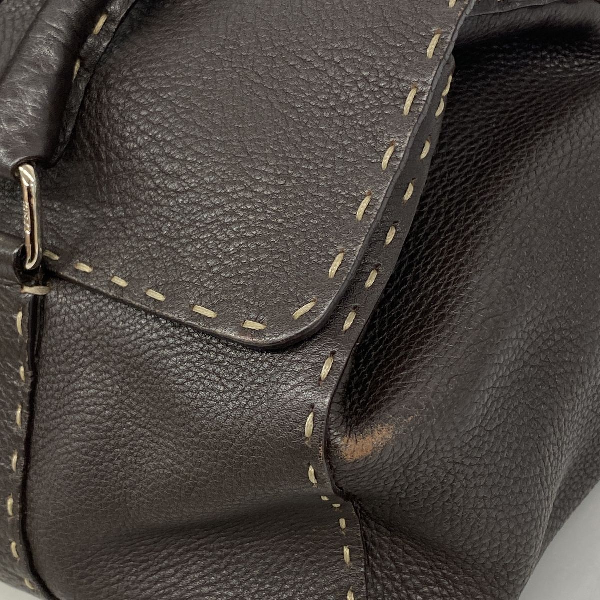 Fendi Handbag Selleria Leather Brown Silver — view 6