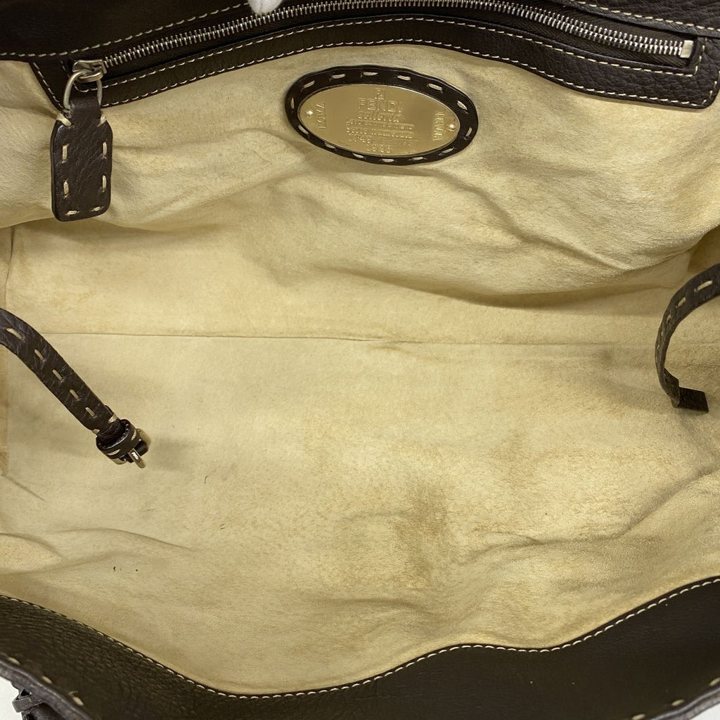 Fendi Handbag Selleria Leather Brown Silver — view 4