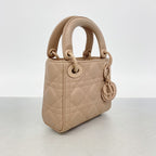 Dior Handbag Cannage Lady Dior Leather Pink Brown 2-Way Bag — view 2