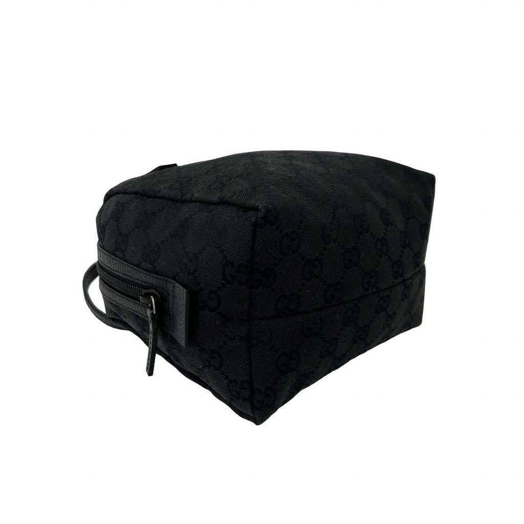 Gucci GG Logo Pattern Canvas Leather Mini Tote Boston Bag Black — view 7