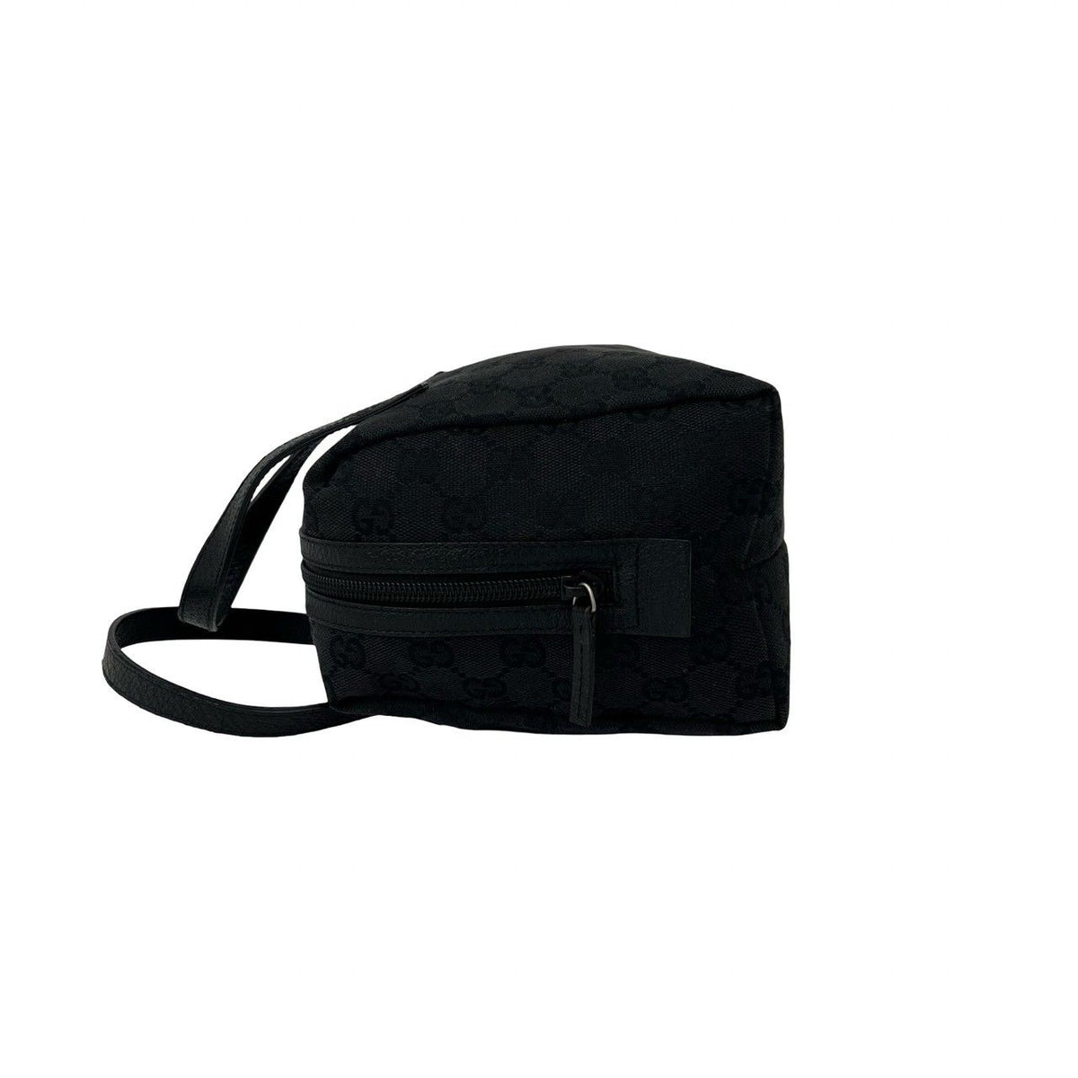 Gucci GG Logo Pattern Canvas Leather Mini Tote Boston Bag Black — view 5