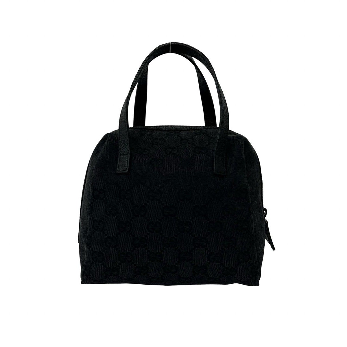 Gucci GG Logo Pattern Canvas Leather Mini Tote Boston Bag Black — view 3