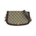 Gucci Vintage Horsebit Beige Brown GG Supreme Canvas Shoulder Bag Pochette