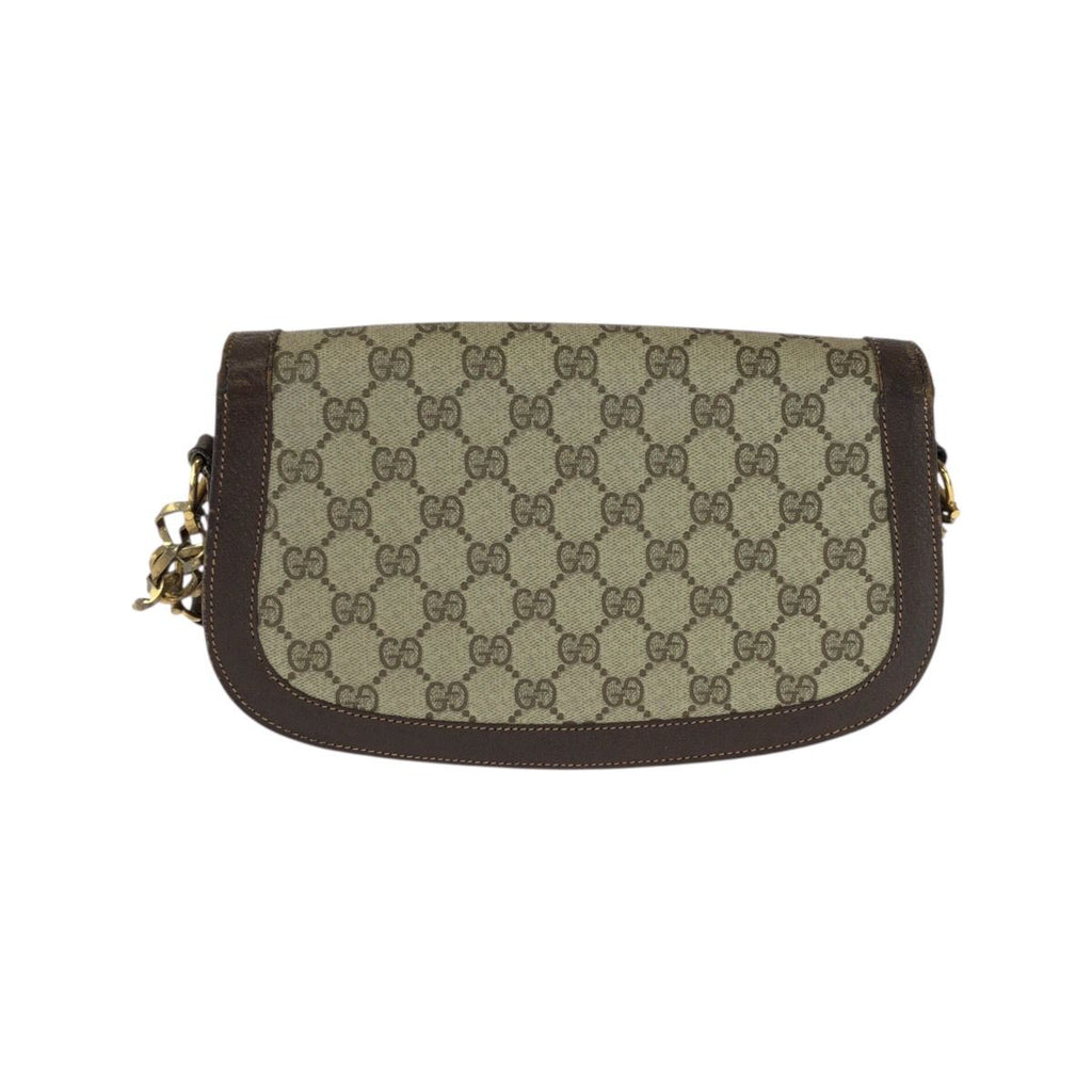 Gucci Vintage Horsebit Beige Brown GG Supreme Canvas Shoulder Bag Pochette — view 2
