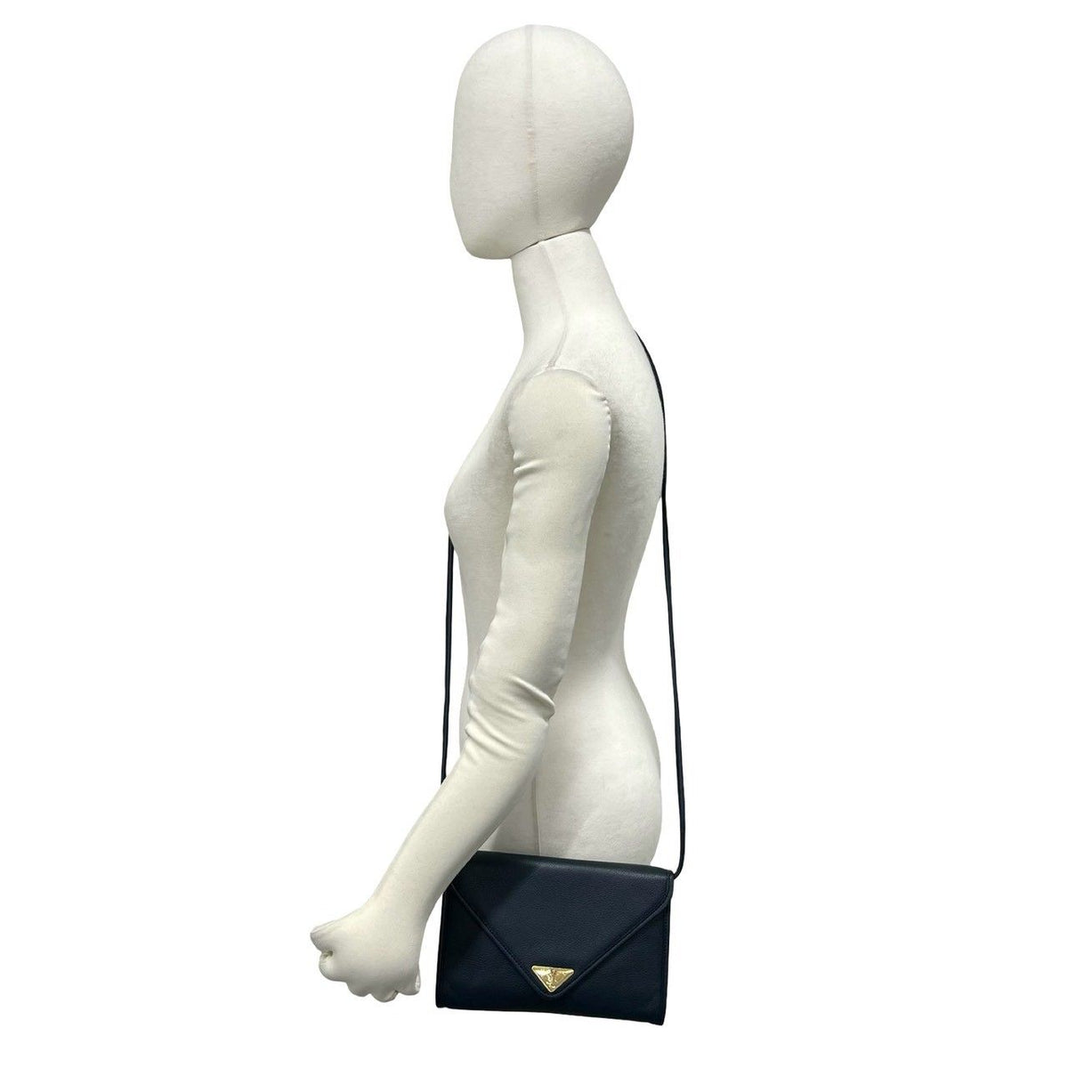 Saint Laurent YSL Logo Leather Mini Shoulder Bag Pochette Navy — view 2