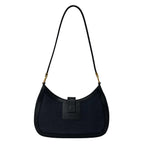 Gucci Logo Leather One Shoulder Bag Tote Black Navy — view 3