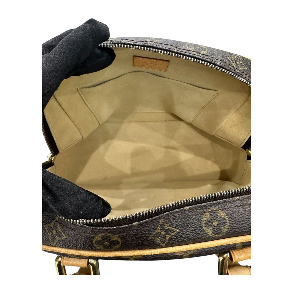 Louis Vuitton Monogram Manhattan PM Brown Gold Leather Handbag — view 6