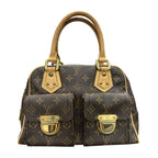 Louis Vuitton Monogram Manhattan PM Brown Gold Leather Handbag