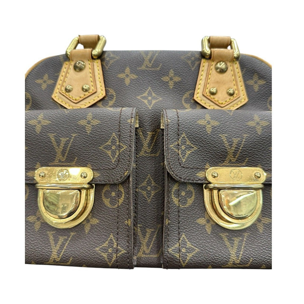 Louis Vuitton Monogram Manhattan PM Brown Gold Leather Handbag — view 7