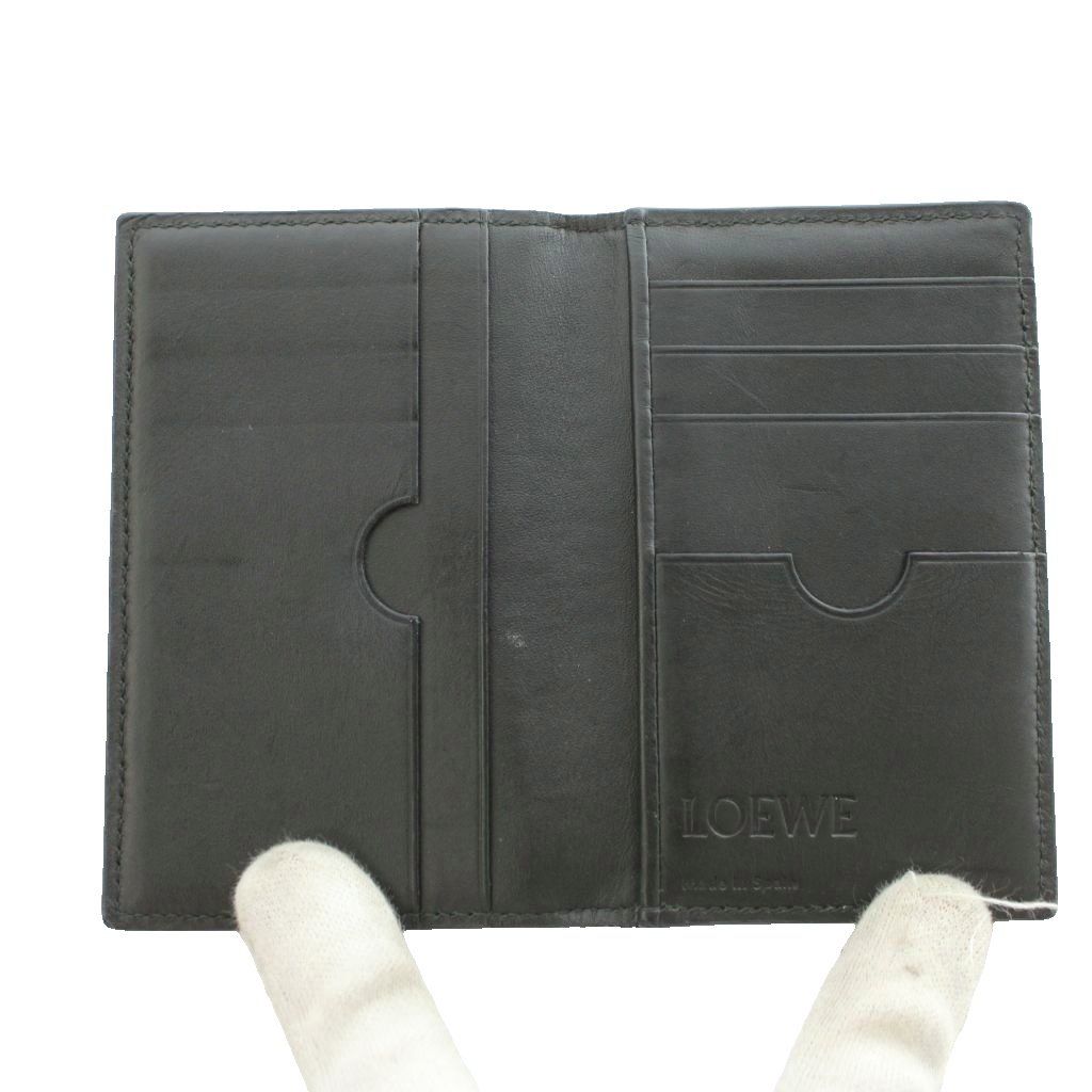 Loewe Anagram Embossed Card Case Business Linen Logo Leather Navy — view 5