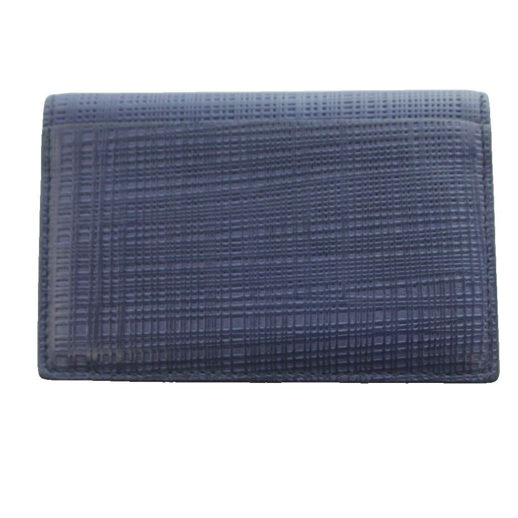 Loewe Anagram Embossed Card Case Business Linen Logo Leather Navy — view 2