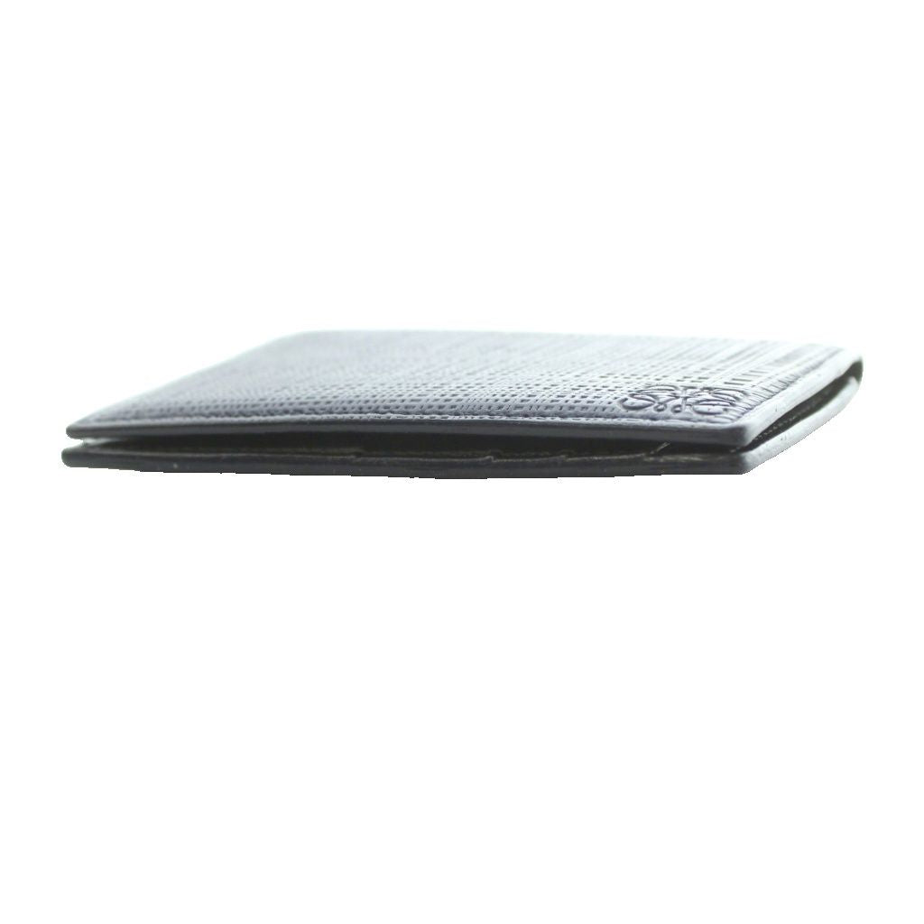 Loewe Anagram Embossed Card Case Business Linen Logo Leather Navy — view 4