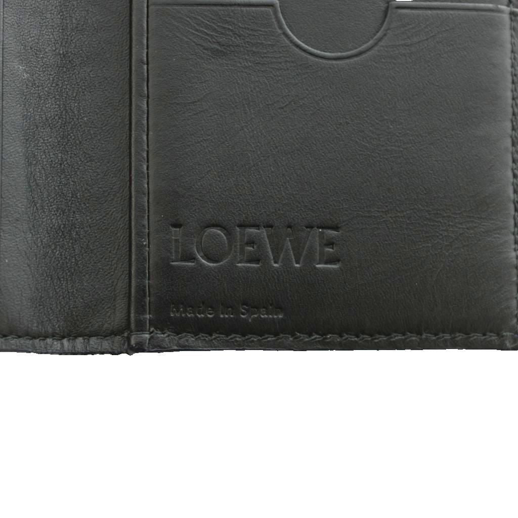 Loewe Anagram Embossed Card Case Business Linen Logo Leather Navy — view 6