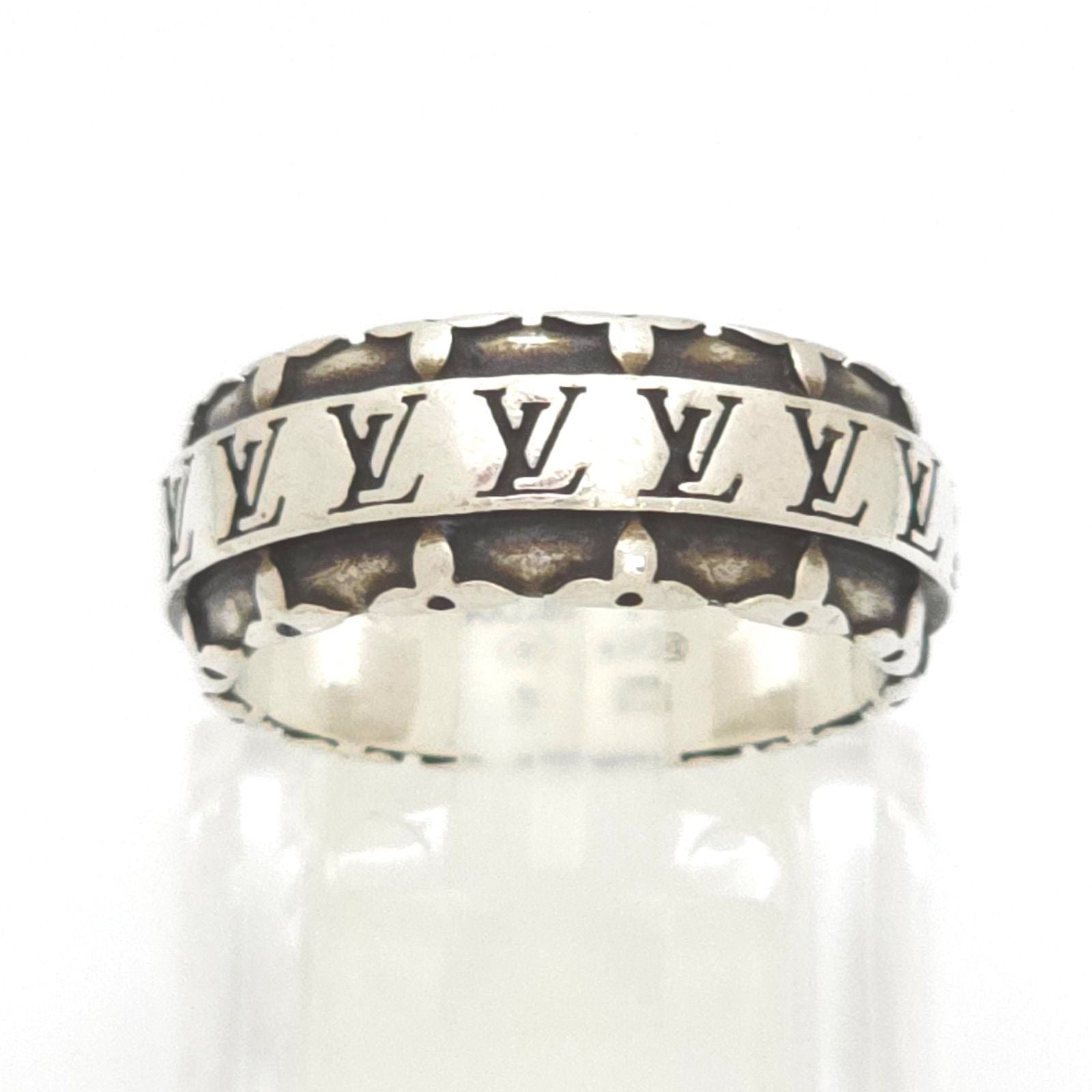 Louis Vuitton LV Drift Ring L 22 Sterling Silver LV Initial Monogram Flower Bag