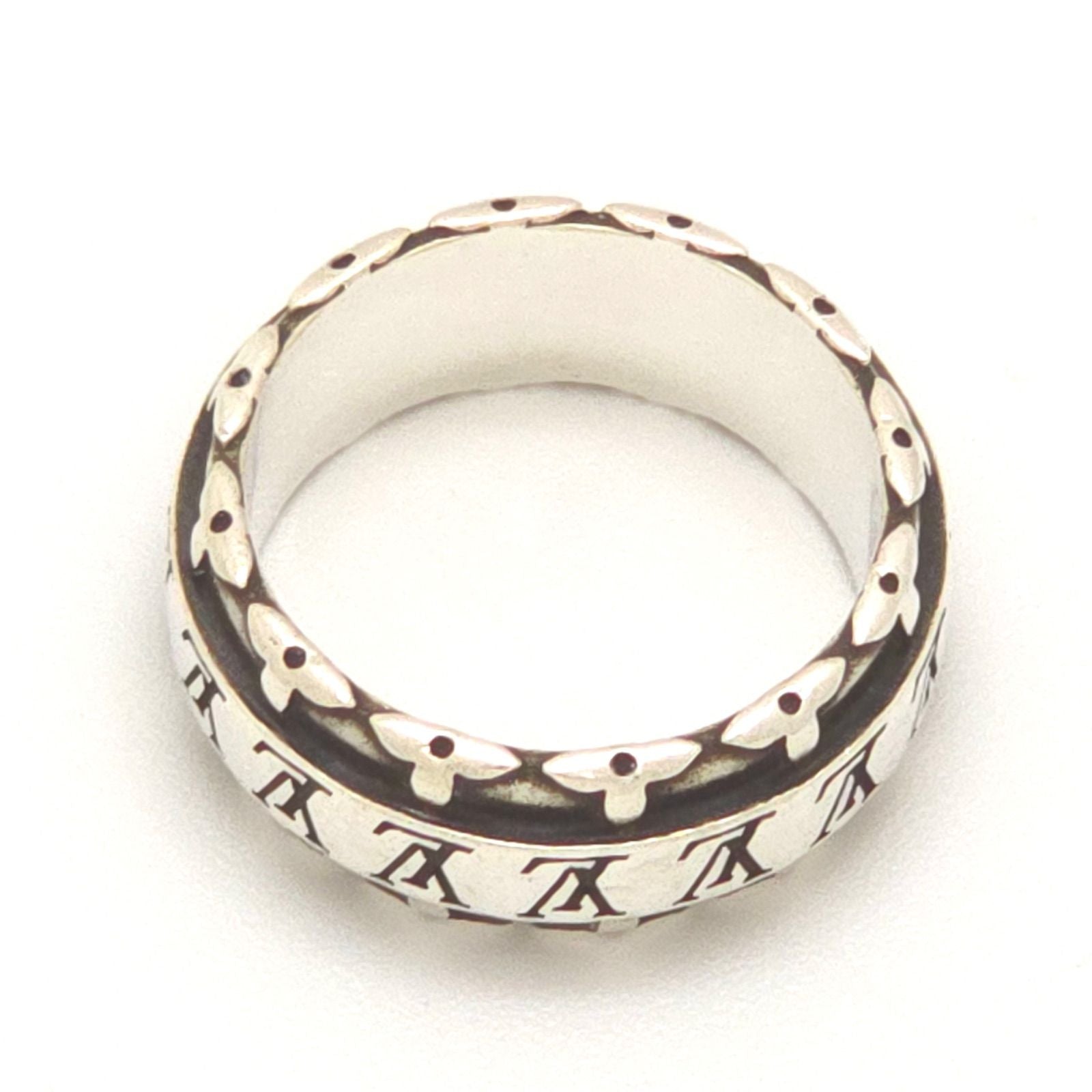 Louis Vuitton LV Drift Ring L 22 Sterling Silver LV Initial Monogram Flower Bag — view 6