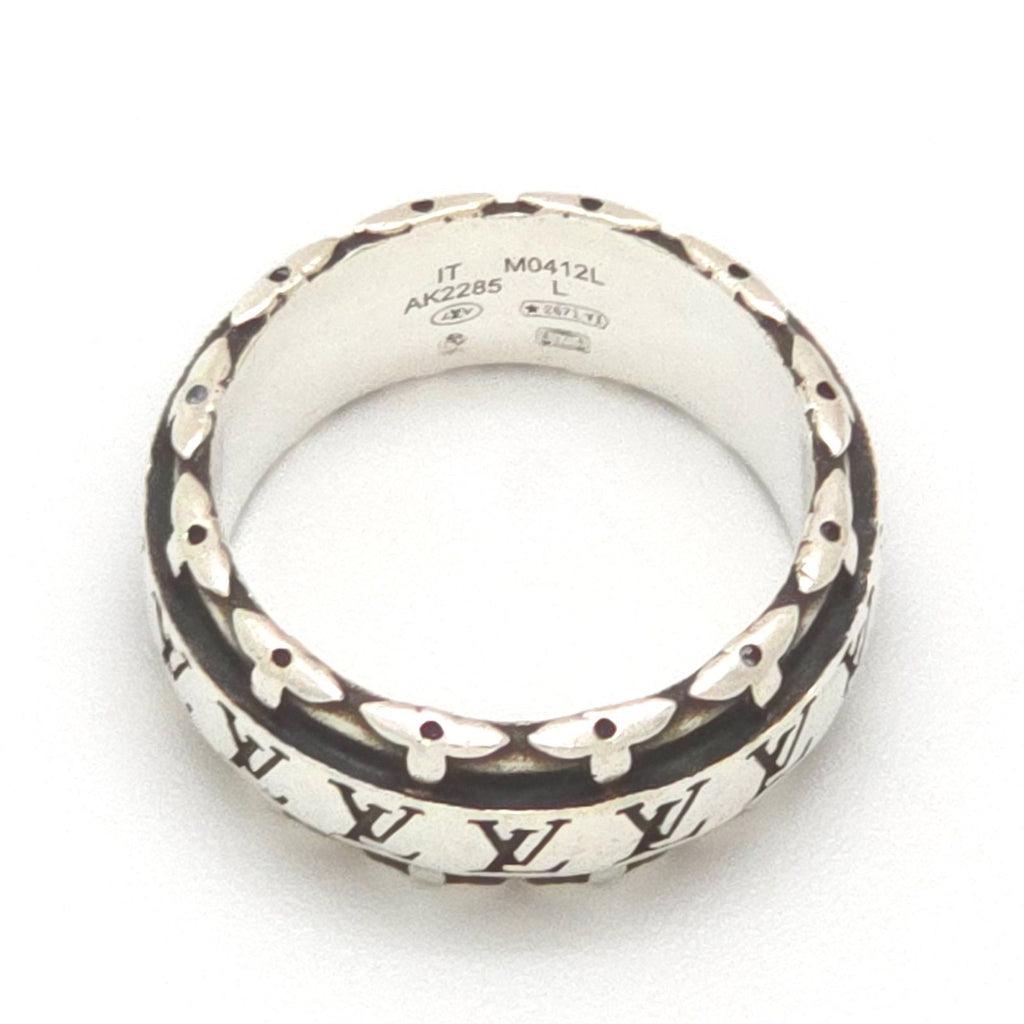 Louis Vuitton LV Drift Ring L 22 Sterling Silver LV Initial Monogram Flower Bag — view 5
