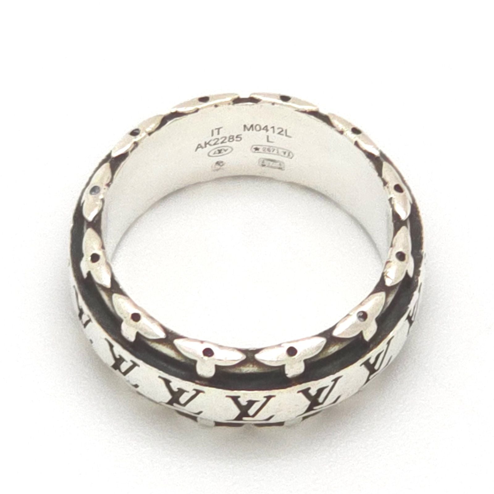 Louis Vuitton LV Drift Ring L 22 Sterling Silver LV Initial Monogram Flower Bag — view 5