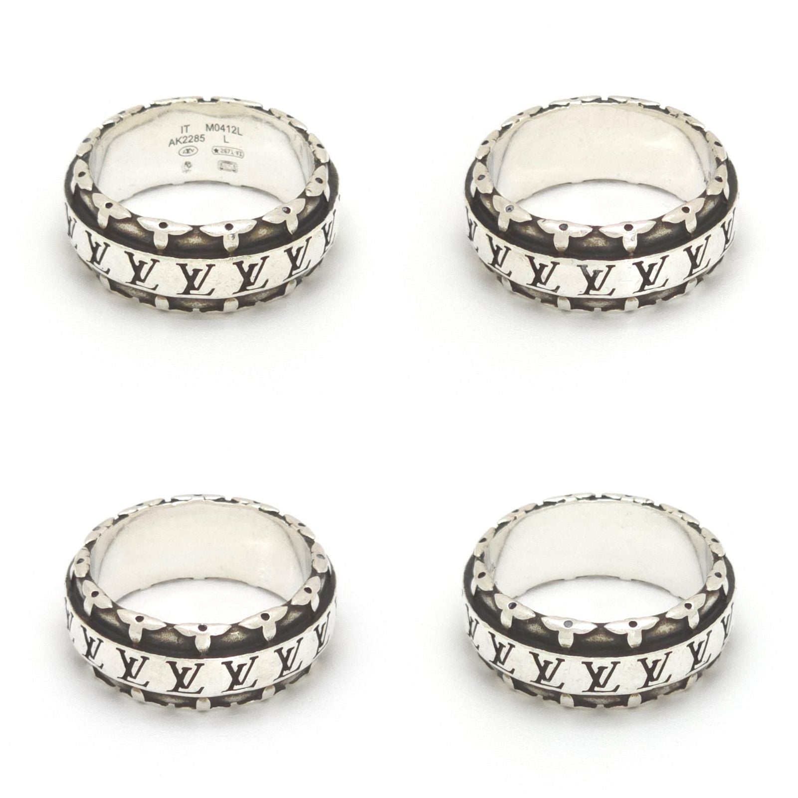 Louis Vuitton LV Drift Ring L 22 Sterling Silver LV Initial Monogram Flower Bag — view 2
