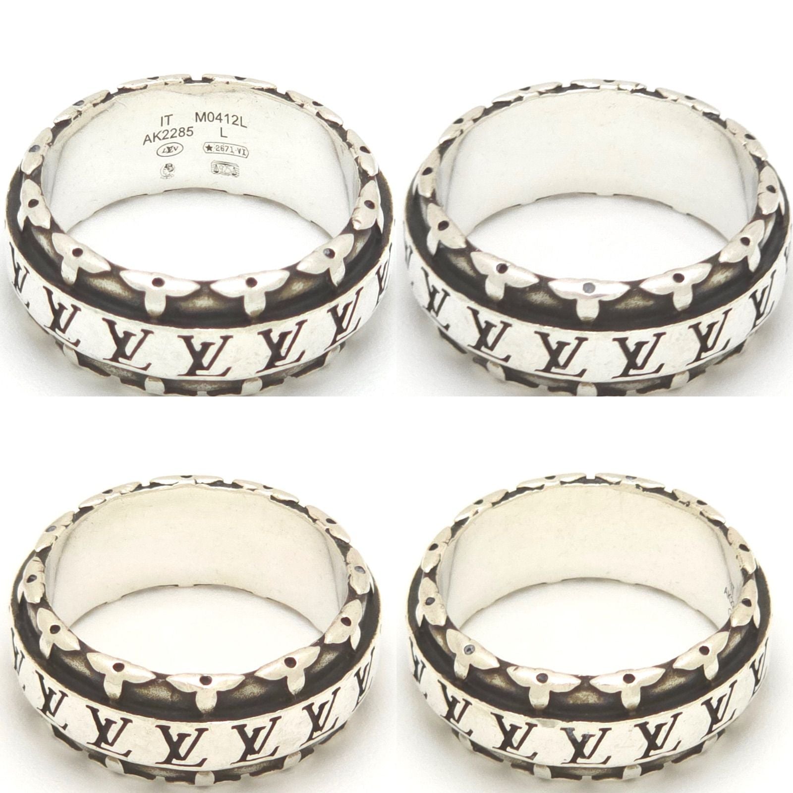 Louis Vuitton LV Drift Ring L 22 Sterling Silver LV Initial Monogram Flower Bag — view 3