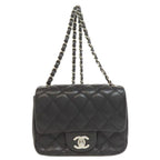 Chanel Chain Shoulder Quilted Silver Bag Grained Calfskin