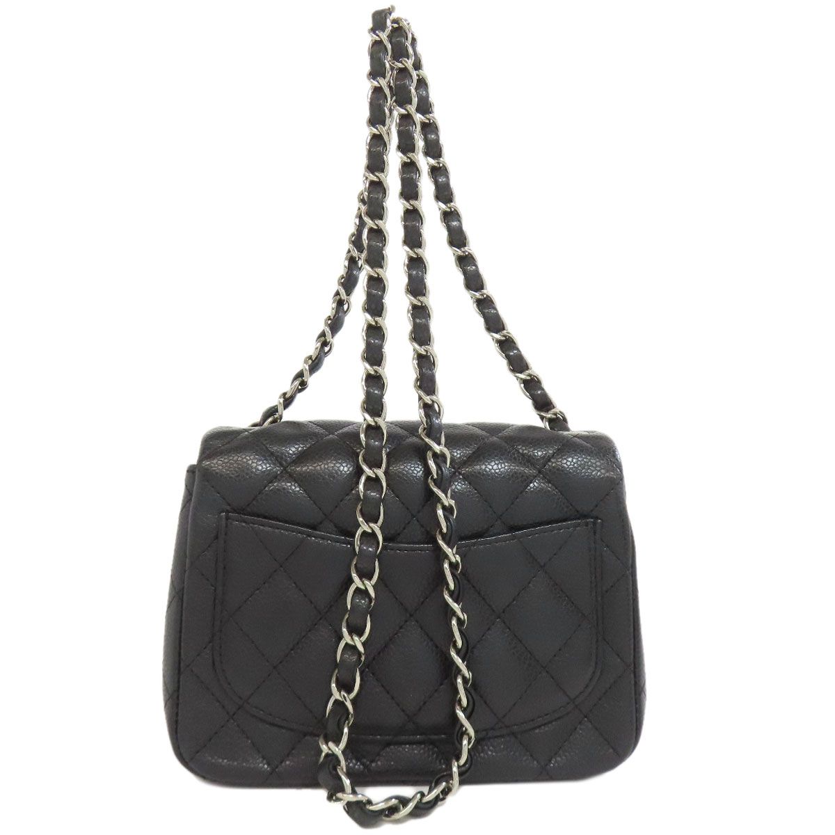 Chanel Chain Shoulder Quilted Silver Bag Grained Calfskin — view 2