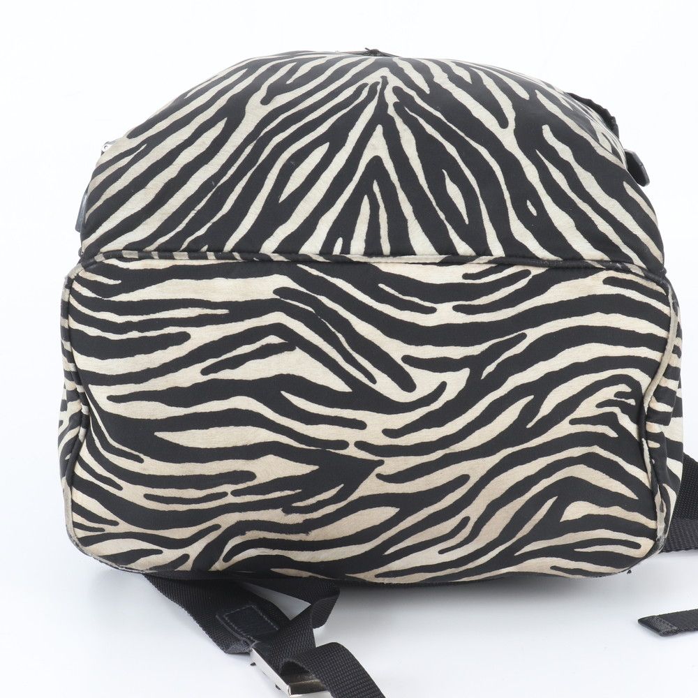 Prada Zebra Triangle Logo Leather Backpack Shoulder Bag — view 6
