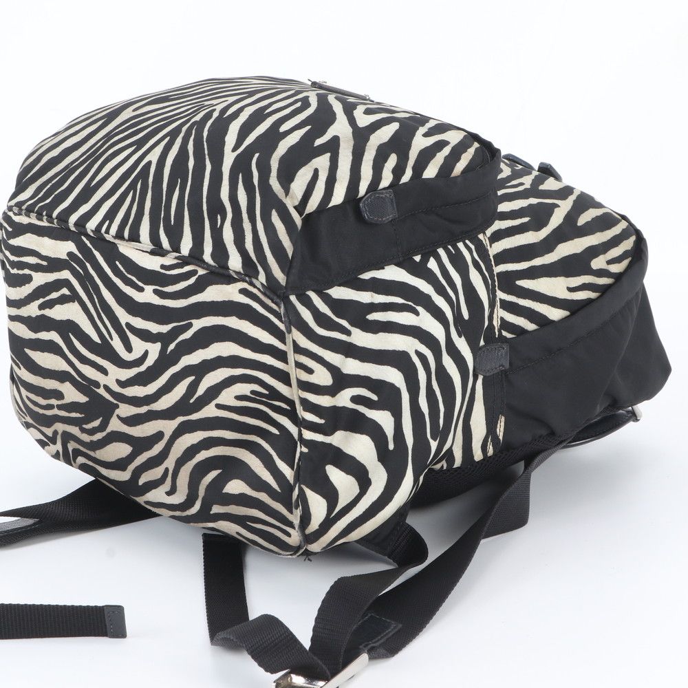 Prada Zebra Triangle Logo Leather Backpack Shoulder Bag — view 4