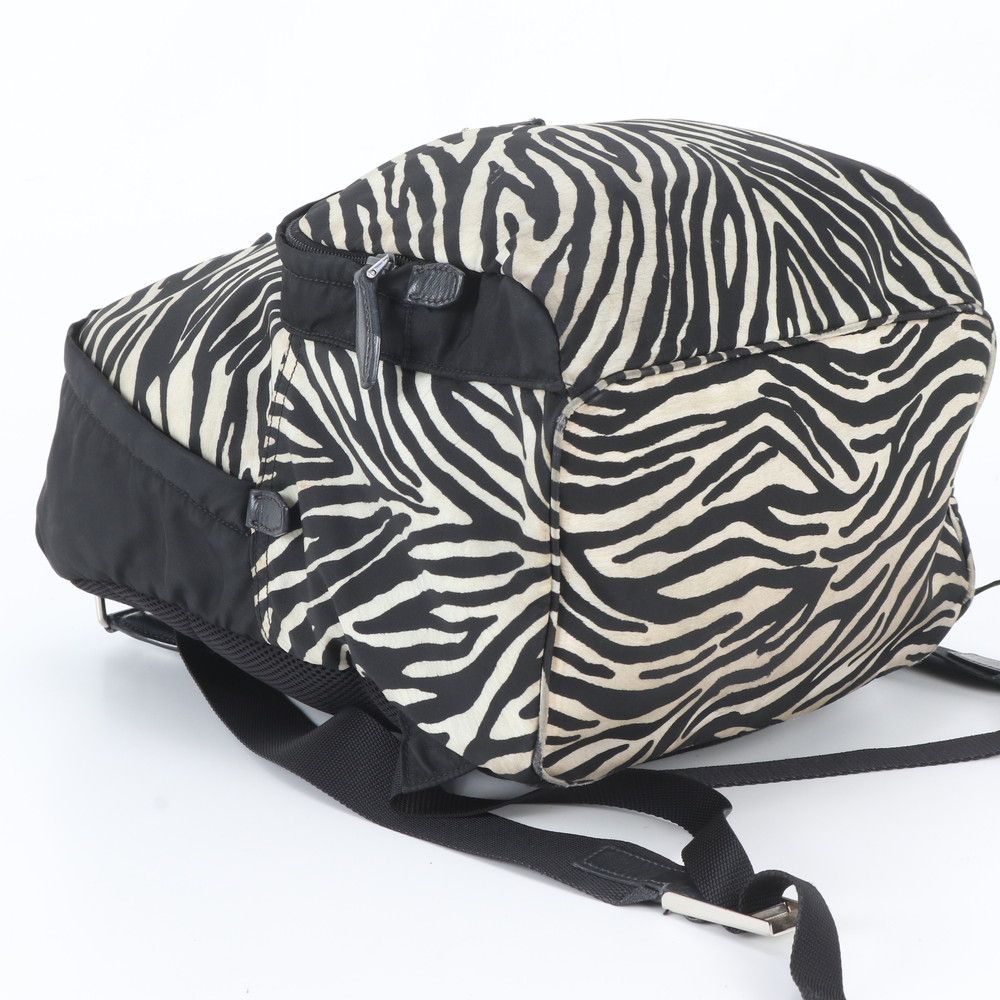 Prada Zebra Triangle Logo Leather Backpack Shoulder Bag — view 5