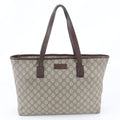 Gucci GG Supreme Leather Tote Bag Shoulder Hand Brown