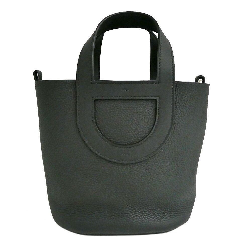 Hermes in the Loop 18 Black Silver Taurillon Clemence Swift Noir Handbag