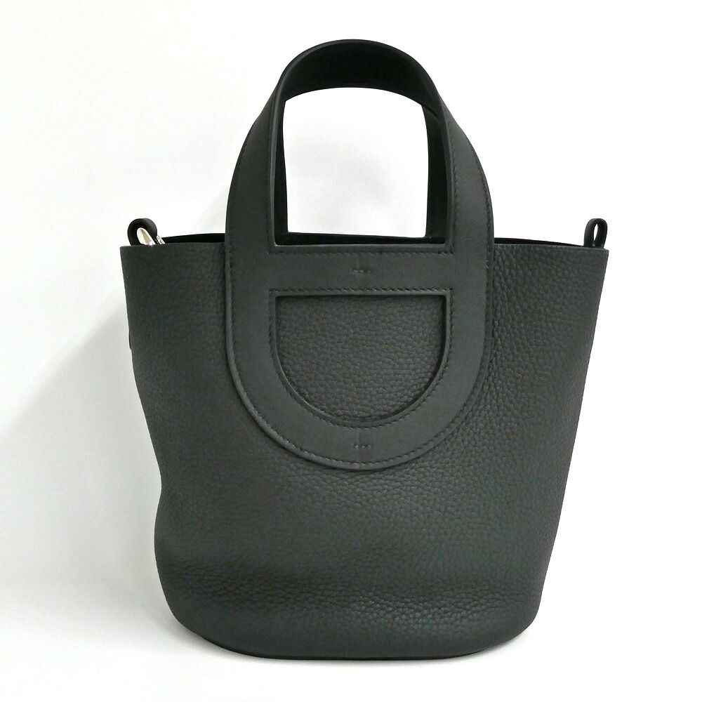 Hermes in the Loop 18 Black Silver Taurillon Clemence Swift Noir Handbag — view 2