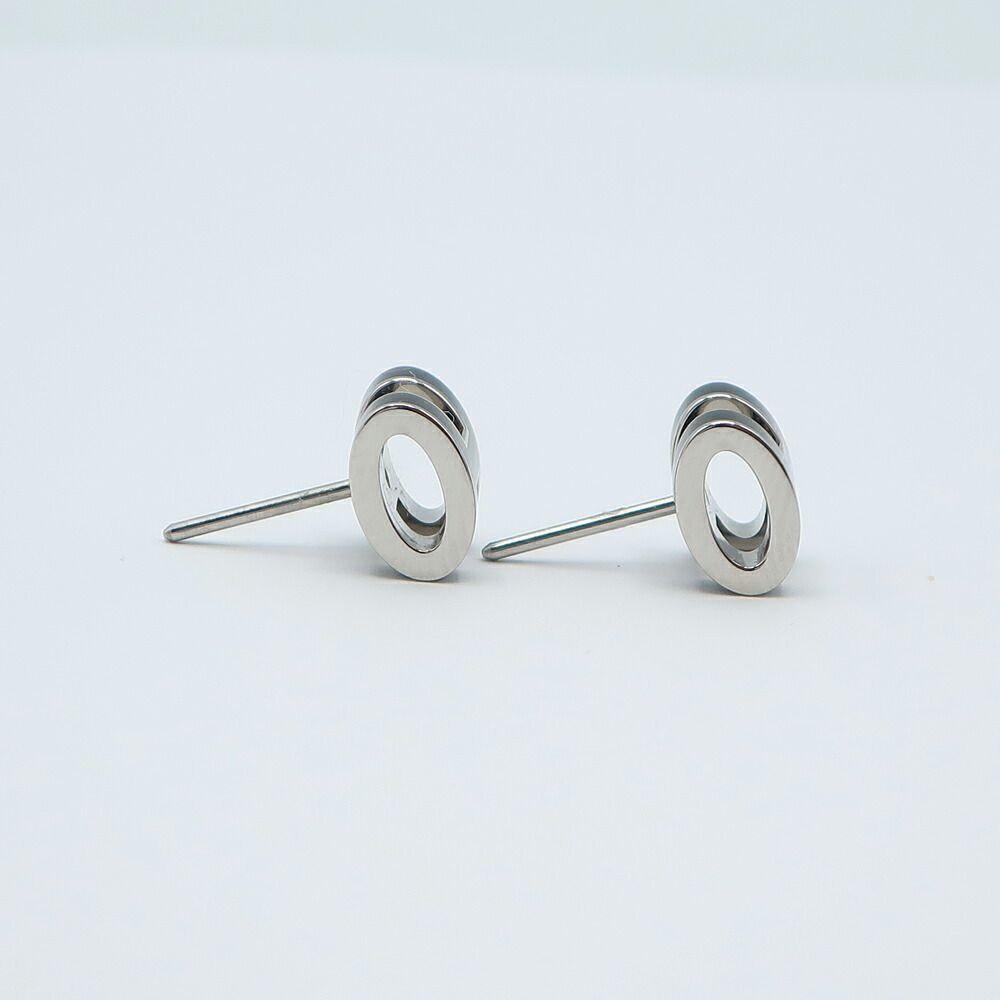 Hermes Earrings Pop H Mini Logo Rocabar Pair Black Silver — view 5