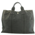Hermes Deauville MM Canvas Tote Bag Hand Cotton Stitching Black SS