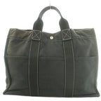 Hermes Deauville MM Canvas Tote Bag Hand Cotton Stitching Black SS