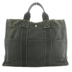 Hermes Deauville MM Canvas Tote Bag Hand Cotton Stitching Black SS — view 2