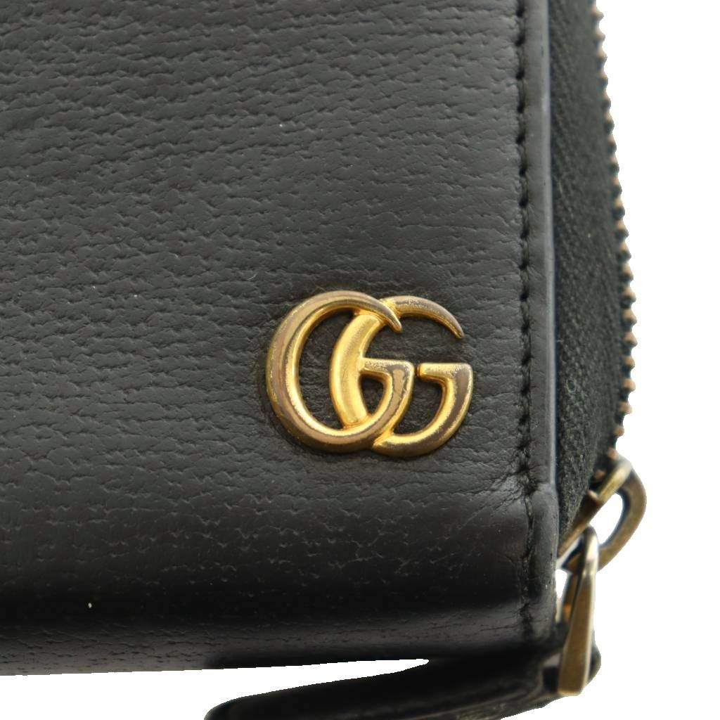 Gucci GG Marmont Zip Around Wallet Leather Logo Black — view 7
