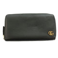 Gucci GG Marmont Zip Around Wallet Leather Logo Black