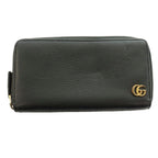Gucci GG Marmont Zip Around Wallet Leather Logo Black