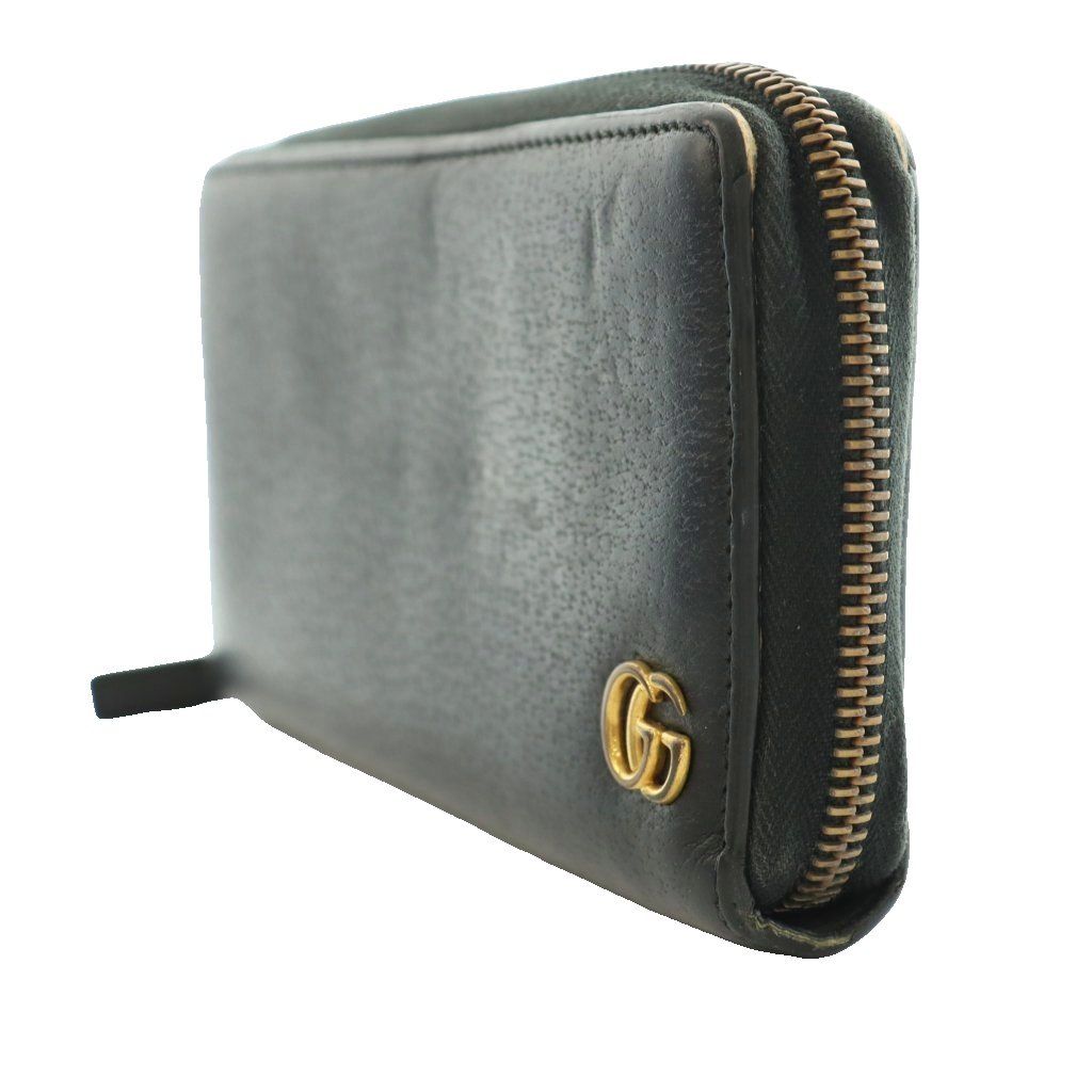 Gucci GG Marmont Zip Around Wallet Leather Logo Black — view 3