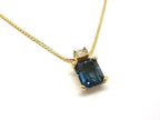 Dior Necklace Gold Blue Metal Rhinestone Vintage Square Stone — view 2