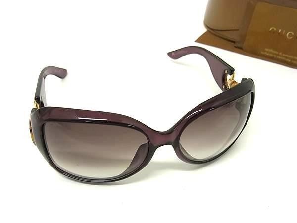 Gucci Sunglasses Bamboo S Purple Acetate Horsebit Gold Asian Fit Eyewear