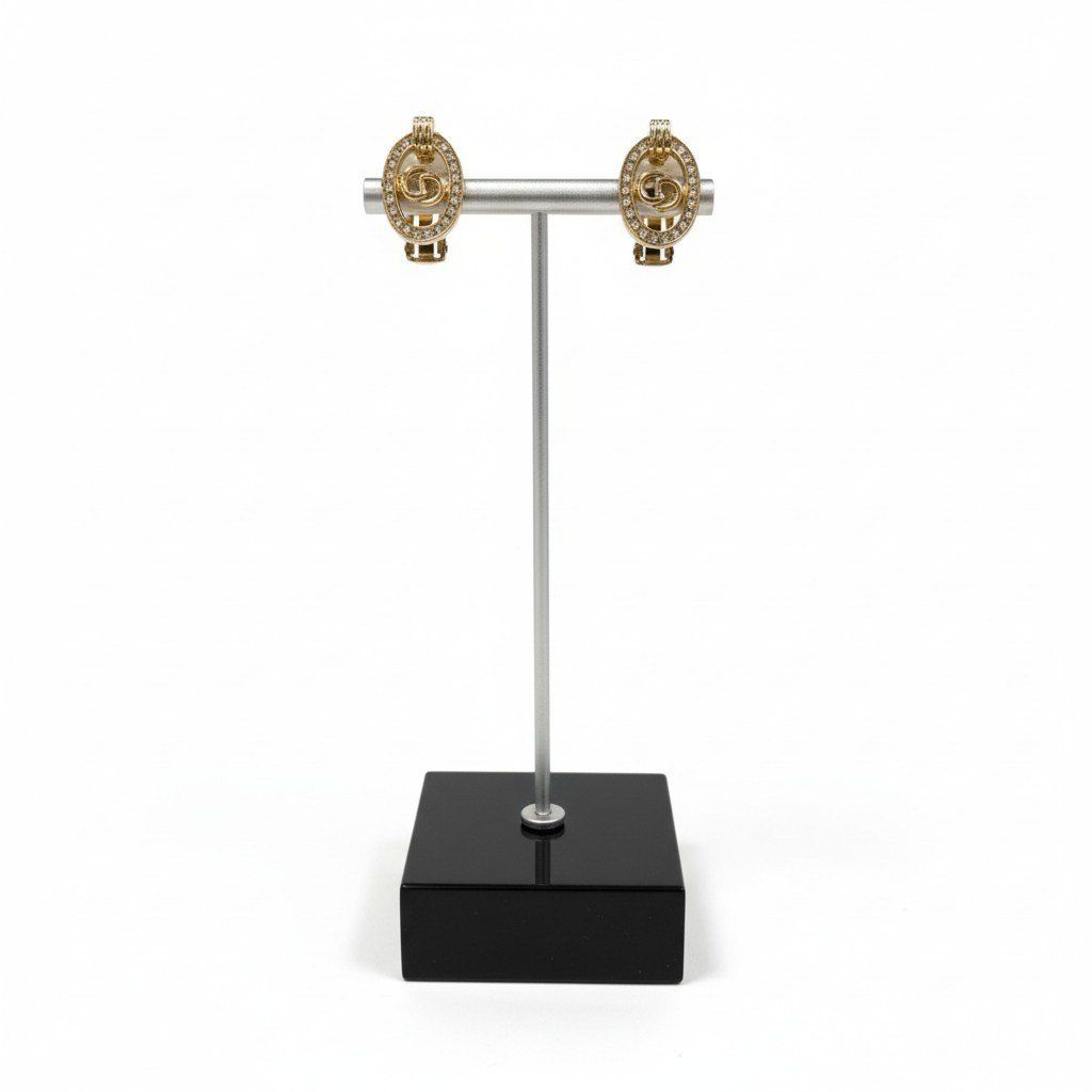 Dior C3 Necklace and Earrings Set with CD Logo — view 6