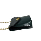 Celine Vintage Logo Ring Leather Chain Mini Shoulder Bag Pochette Green — view 5