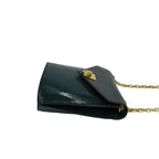 Celine Vintage Logo Ring Leather Chain Mini Shoulder Bag Pochette Green — view 6