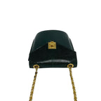 Celine Vintage Logo Ring Leather Chain Mini Shoulder Bag Pochette Green — view 4