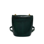 Celine Vintage Logo Ring Leather Chain Mini Shoulder Bag Pochette Green — view 3